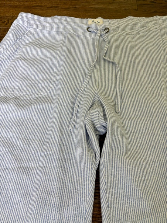 Per Se Pants - PER SE Linen Blend Pants Blue White Striped Women's 1X Coastal Grandmother